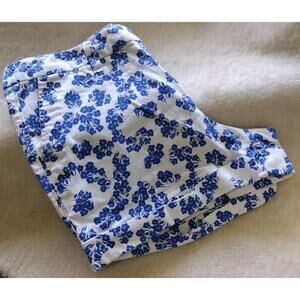 Gap Floral Shorts Women’s Size 6 White Blue Mid Rise Stretch Pockets